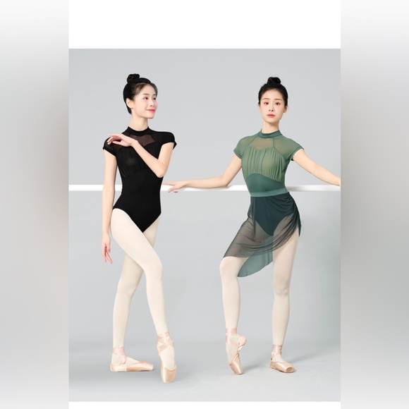 Ballet🩰Leotards for Women👩🏽Turtleneck Short Sleeve Dance Bodysuit Sz M - Picture 8 of 9